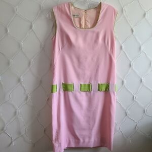 Vintage Shift Dress by Sylvia Stevens / Pink w/ Green • Tagged Size Small
